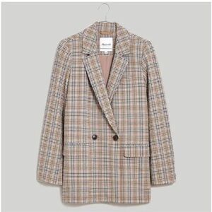 Madewell Women's Plaid Blazer - Blue and Yellow with Black